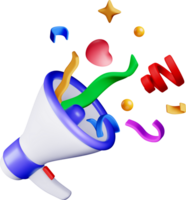 3D Megaphone with Colorful Elements and Shapes png