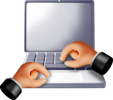 3D Rendering of Hands Typing on a Laptop png