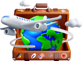3D Travel Elements Suitcase and Airplane png