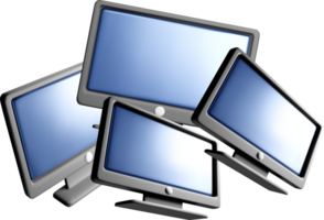 3D Monitors Displaying Various Screen Sizes png