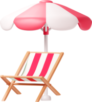 3D Beach Umbrella and Lounge Chair Design png