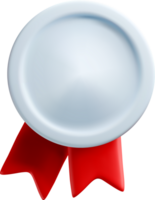 3D Metallic Seal with Red Ribbon Design png