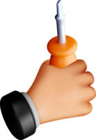 3D Hand Holding a Tool for Detail Work png