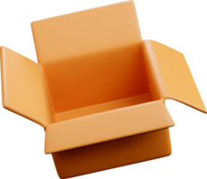 Open 3D Orange Box with Flaps png