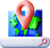 3D Map with Location Pin and Search Element png