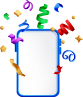3D Smartphone Surrounded by Colorful Confetti png