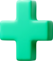 3D Green Cross Shape for Design and Art png