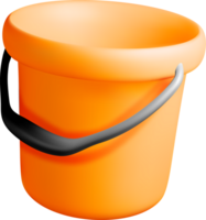 Bright Orange 3D Bucket with a Handle png