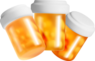 Three 3D Prescription Medication Bottles png
