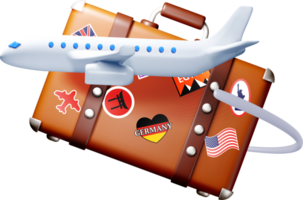 3D Airplane Over a Travel Suitcase Graphic png