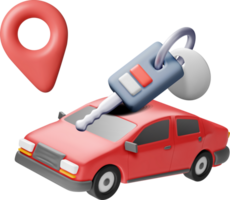 3D Car with Keys and Location Marker Illustration png