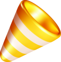 Bright 3D Cone with Striped Pattern Design png