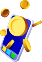 3D Illustration of a Mobile Phone with Coins png