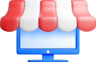 3D Digital Storefront with Vibrant Awning png