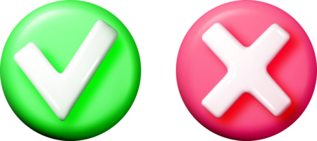 3D Check Mark and Cross Icon Design png