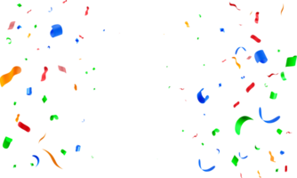 Colorful 3D Confetti Falling Against White Background png
