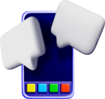 3d móvil dispositivo con habla burbujas diseño png