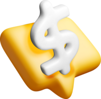 3d habla burbuja con dólar firmar icono. png