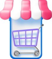 3D Shopping Cart Icon with Colorful Design png