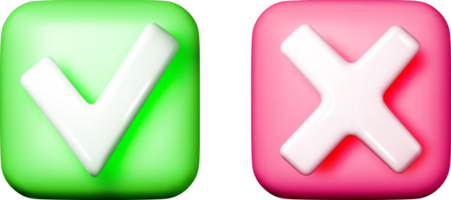 3D Checkmark and Cross Symbols for Review png