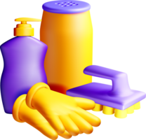 Colorful 3D Cleaning Supplies and Accessories png