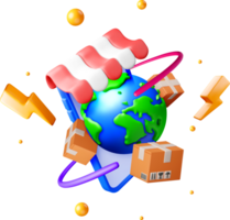 3D Global Shipping and Logistics Concept png