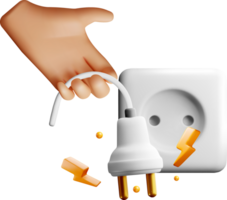 3D Hand Disconnecting Power Plug from Socket png