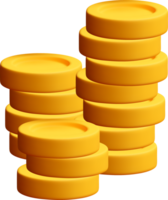 Stack of 3D Yellow Coins in a Pile png