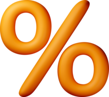 3D Orange Percentage Sign in Bold Design png