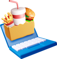 3D Fast Food Laptop Illustration Design png