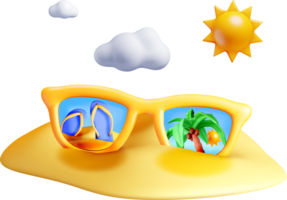 3D Sunglasses with Tropical Reflection Scene png