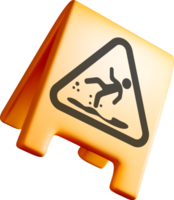 Warning Sign for Slippery Surface in 3D png