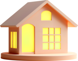 Stylish 3D House Lamp with Warm Glow png