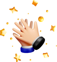 3D Clapping Hands with Floating Stars png