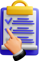 3D Checklist with Hand and Clipboard Visual png