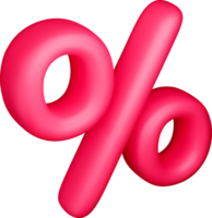 Bold 3D Percentage Symbol in Vibrant Pink png
