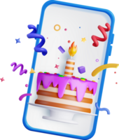 Celebratory 3D Cake with Mobile Phone Design png