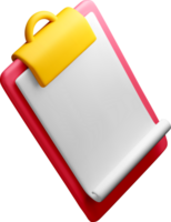 Colorful 3D Clipboard with Sheet for Notes png