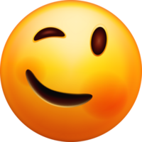 3D Winking Smiley Face Expressing Joy png