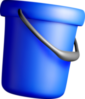 Shiny Blue Bucket with Handle in 3D Design png