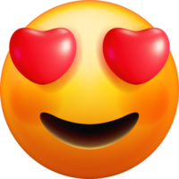 3D Heart-Eyes Emoji Expressing Love and Joy png
