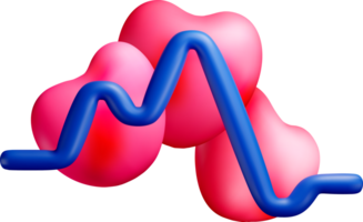 Colorful 3D Heart Shapes with Line Graph Design png