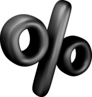 Stylized 3D Black Percentage Symbol Design png