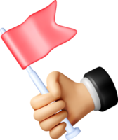 3D Hand Holding a Red Flag Symbol png