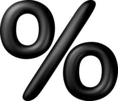 3D Black Percentage Symbol in Bold Design png
