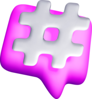 3d hashtag en vibrante habla burbuja diseño png
