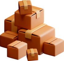 Realistic 3D Pile of Brown Shipping Boxes png