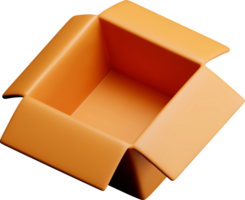 Empty 3D Orange Box with Open Flaps png