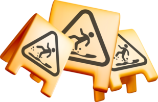3D Warning Signs for Slippery Surfaces png