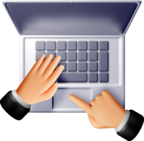 3d mãos digitando em uma computador portátil teclado png